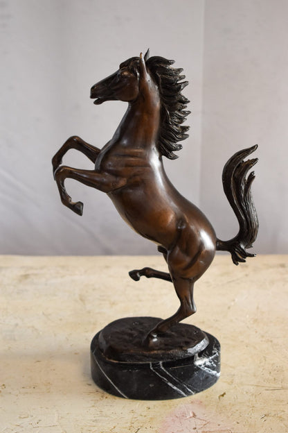 Powerful Ferrari Horse on Hind Legs Bronze Statue 9" x 4" x 13"H