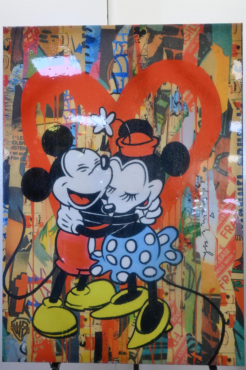 Cartoon Mice Heart Hug Pop Art Resin Canvas 40"x56"