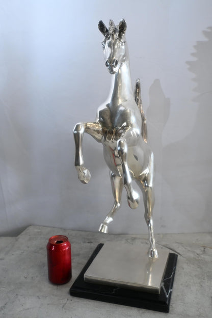 Ferrari Prancing Horse Bronze Silver Finish Sculpture 20"x9"x29"H