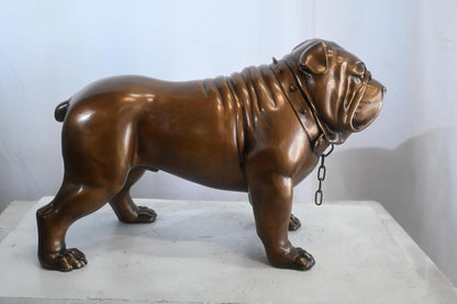 Bronze English Bulldog Statue Studded Collar Mascot Decor 29"x13"x17"H