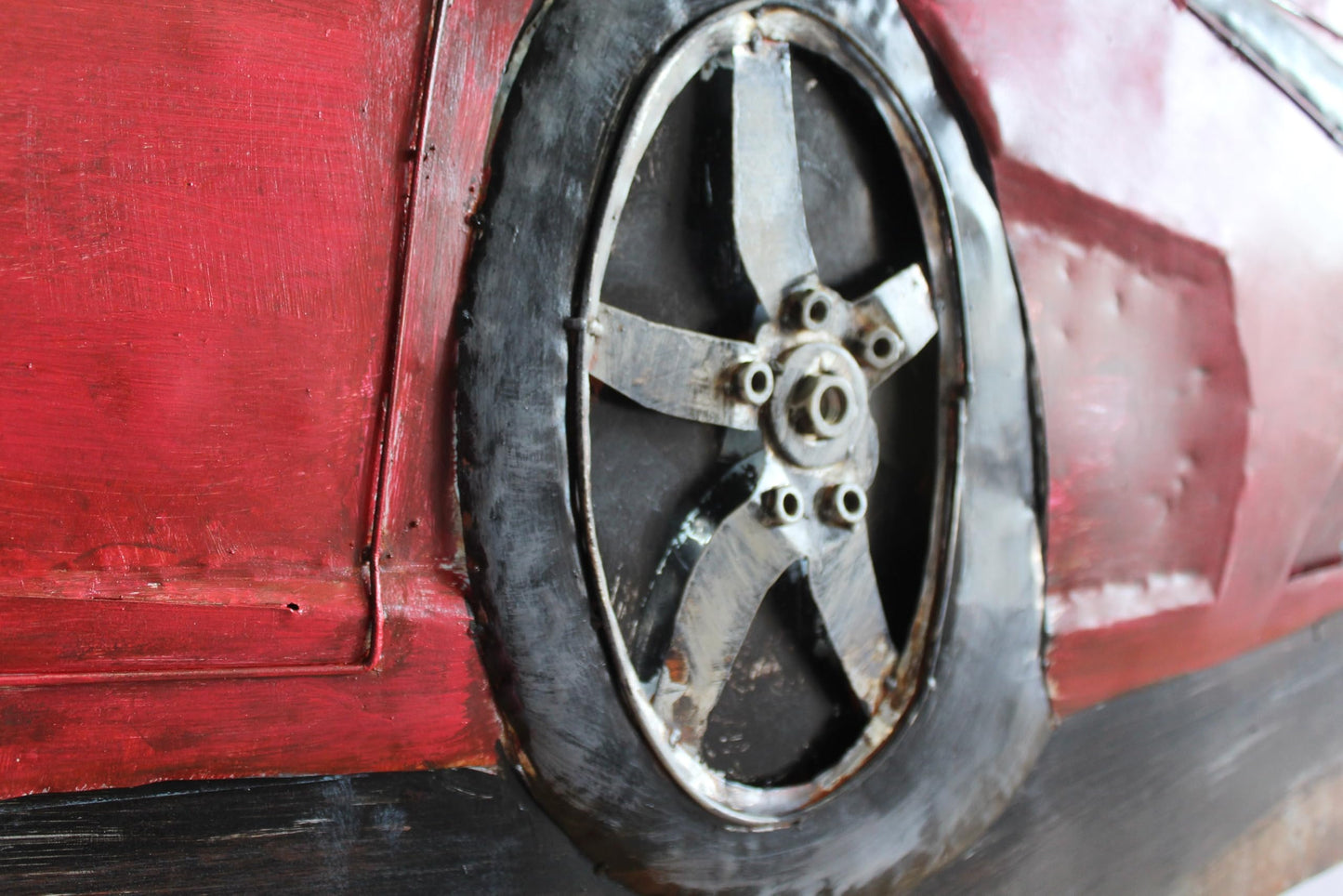 NIFAO Ferrari Inspired Red Sports Car Metal Wall Art with 3D Accents 79" x 2" x 40"H