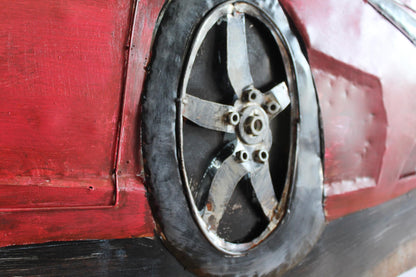 NIFAO Ferrari Inspired Red Sports Car Metal Wall Art with 3D Accents 79" x 2" x 40"H