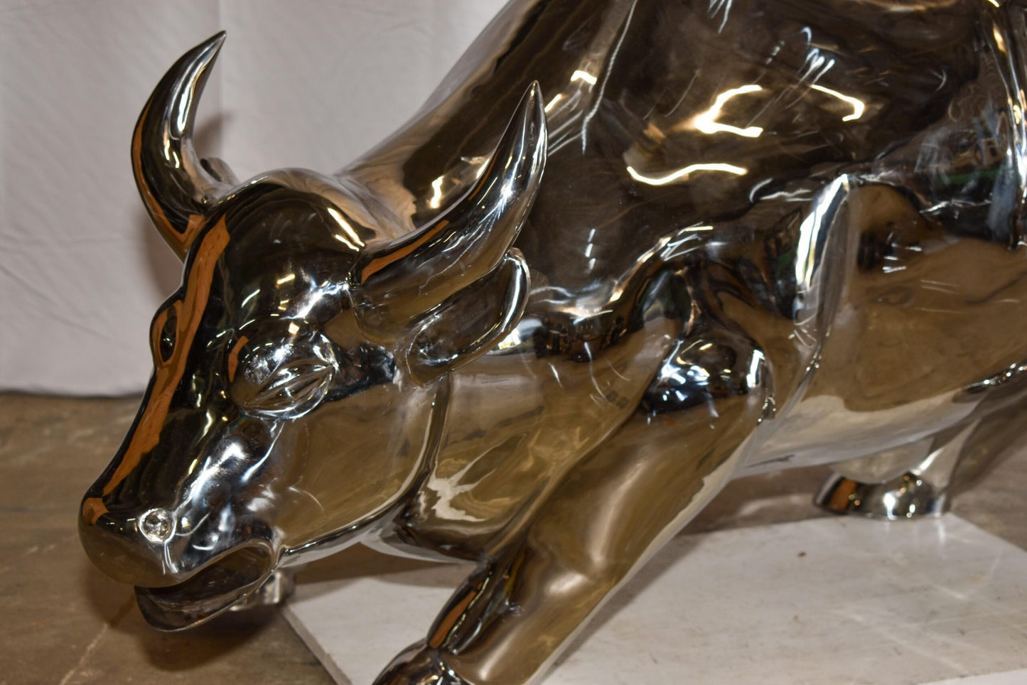 Large Wall Street Bull Made of Stainless Steel 60" x 30" x 37"H