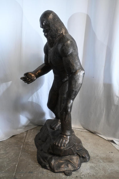 Aluminum Bigfoot Sasquatch Statue on Rock Base 38"x29"x77"H