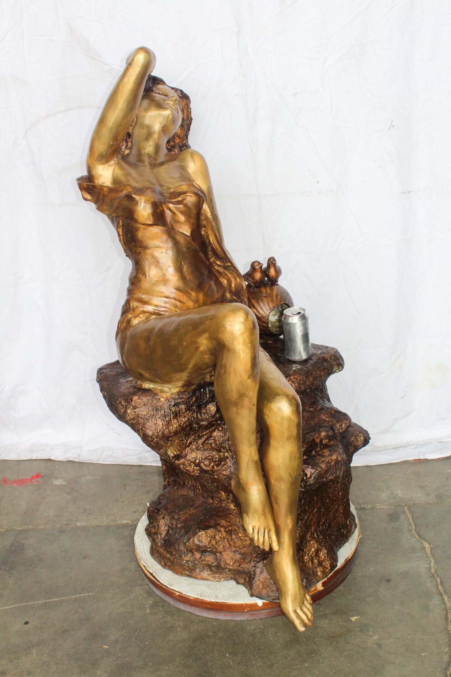 Bronze Outdoor Fountain of a Woman Relaxing on Rocks 49" x 39" x 50"H