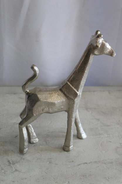 Aluminum Giraffe Statue, Elegant Miniature Accent for Any Space 7" x 3" x 10"H