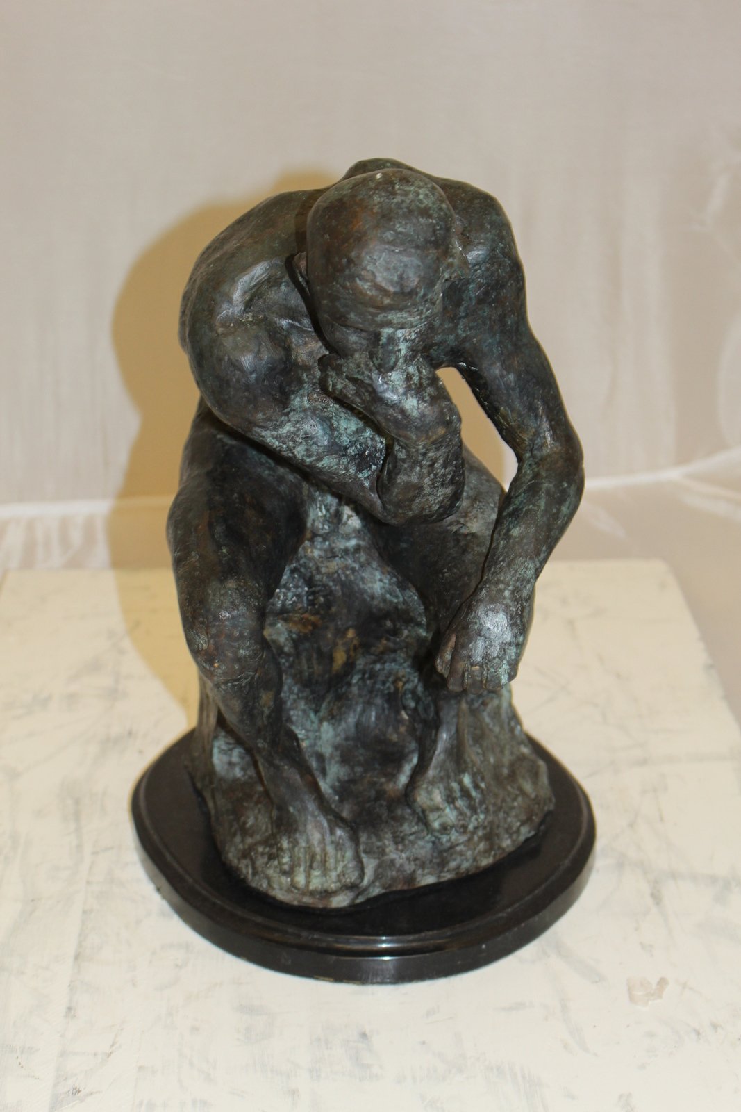 The Thinker Bronze Statue -  Size: 10"L x 12"W x 17"H.