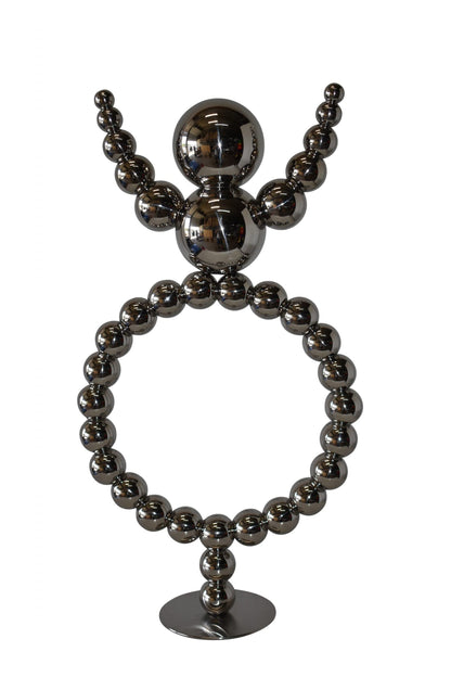 Modern Abstract of a Happy Man Metal Chrome Balls Statue Size: 14" x 6" x 26"H
