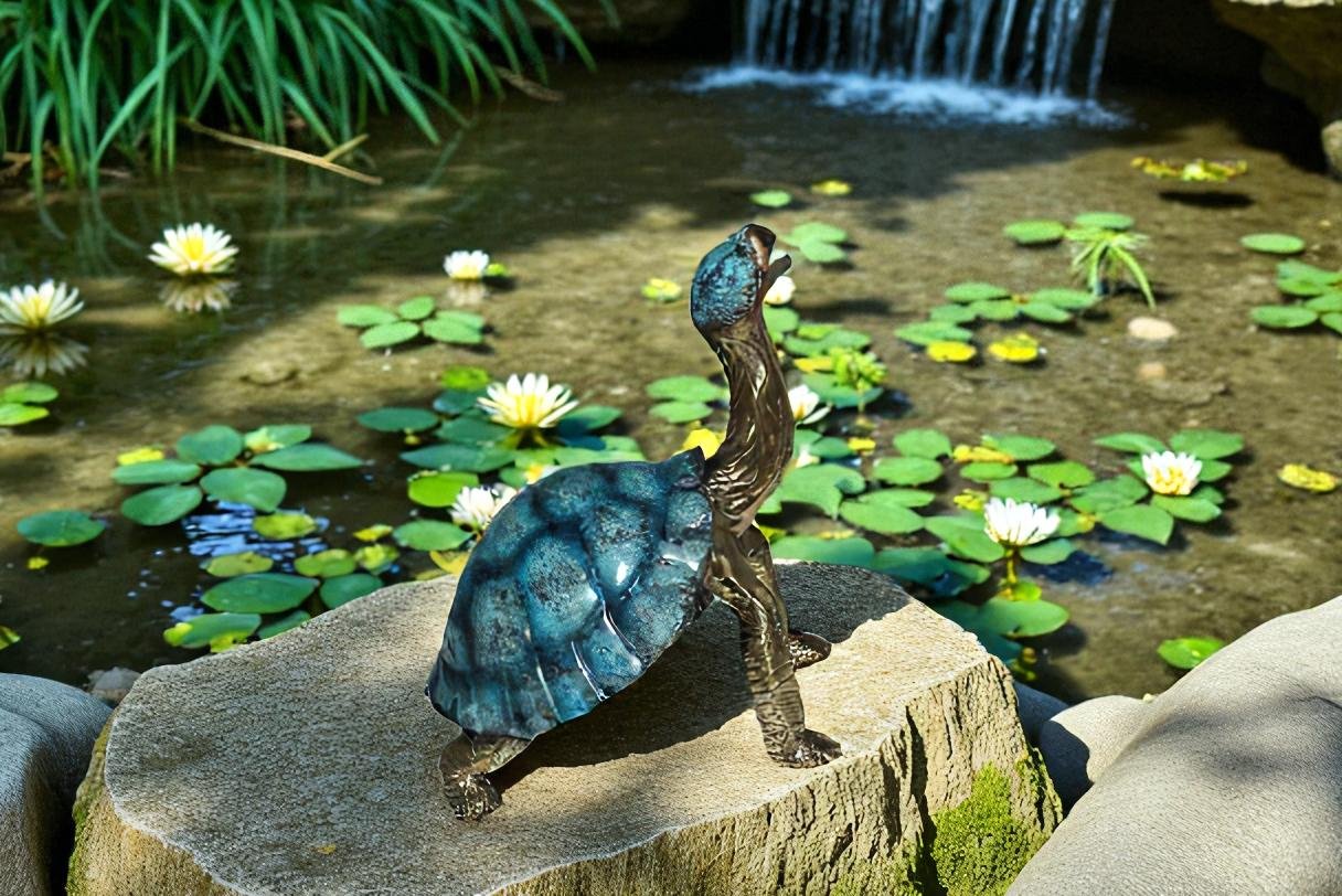 Turtle with special patina Bronze Statue -  Size: 14"L x 10"W x 15.5"H