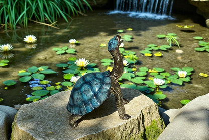 Turtle with special patina Bronze Statue -  Size: 14"L x 10"W x 15.5"H