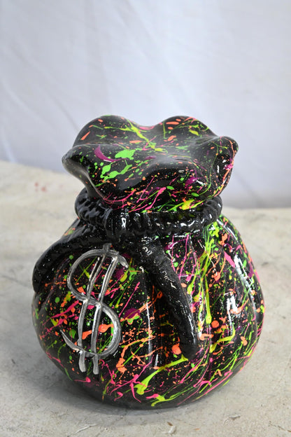 NIFAO Money Bag Ceramic Figurine Dollar Sign Andres Mendez Art 6"x6"x7"H