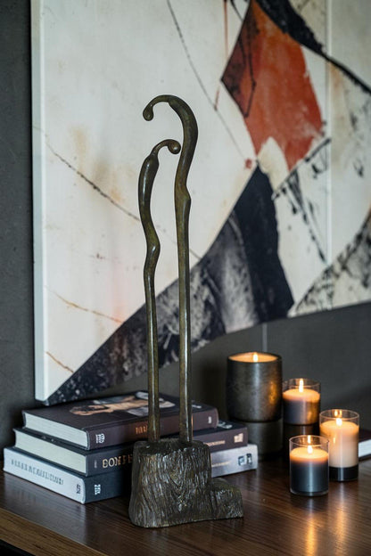 Male Female Abstract Bronze Statue -  Size: 6"L x 8"W x 31"H.
