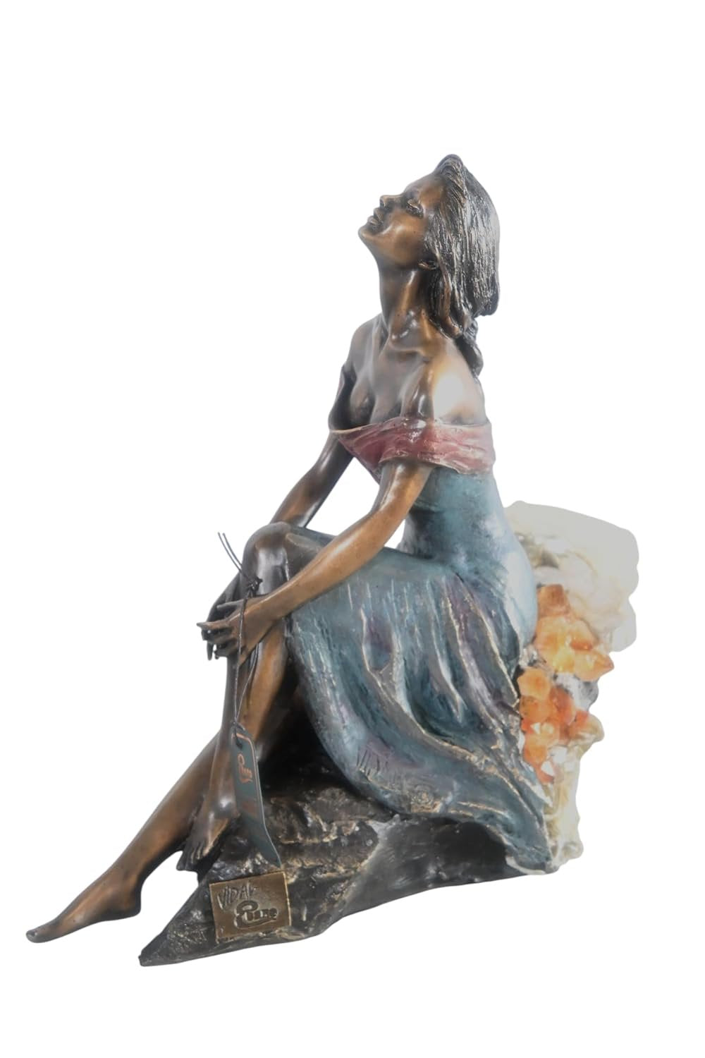 Manel Vidal Alba Bronze Sculpture by Ebano with Crystals 13"x6"x14"H