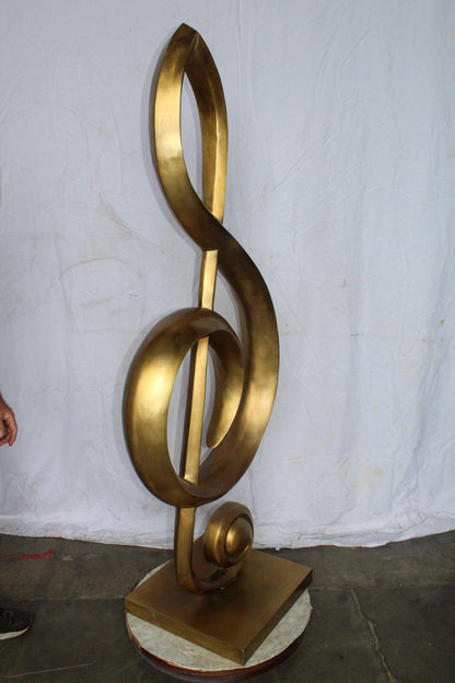 Treble Clef Music Note Giant Bronze Statue Gold Finish 27" x 18" x 67"H