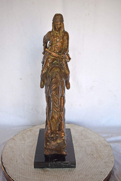 Remington replica Mountain Man bronze statue -  Size: 10"L x 4"W x 15"H.