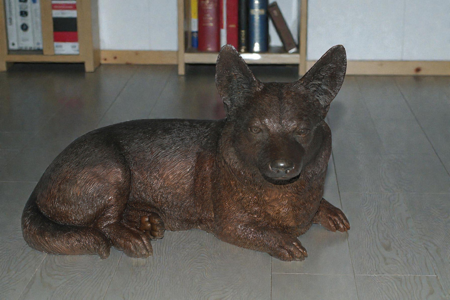 Resting Corgi Dog Bronze Sculpture Statue Figurine Decor 20"x10"x11.5"H
