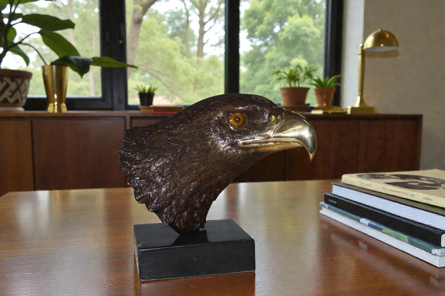 Bronze Eagle Head Sculpture