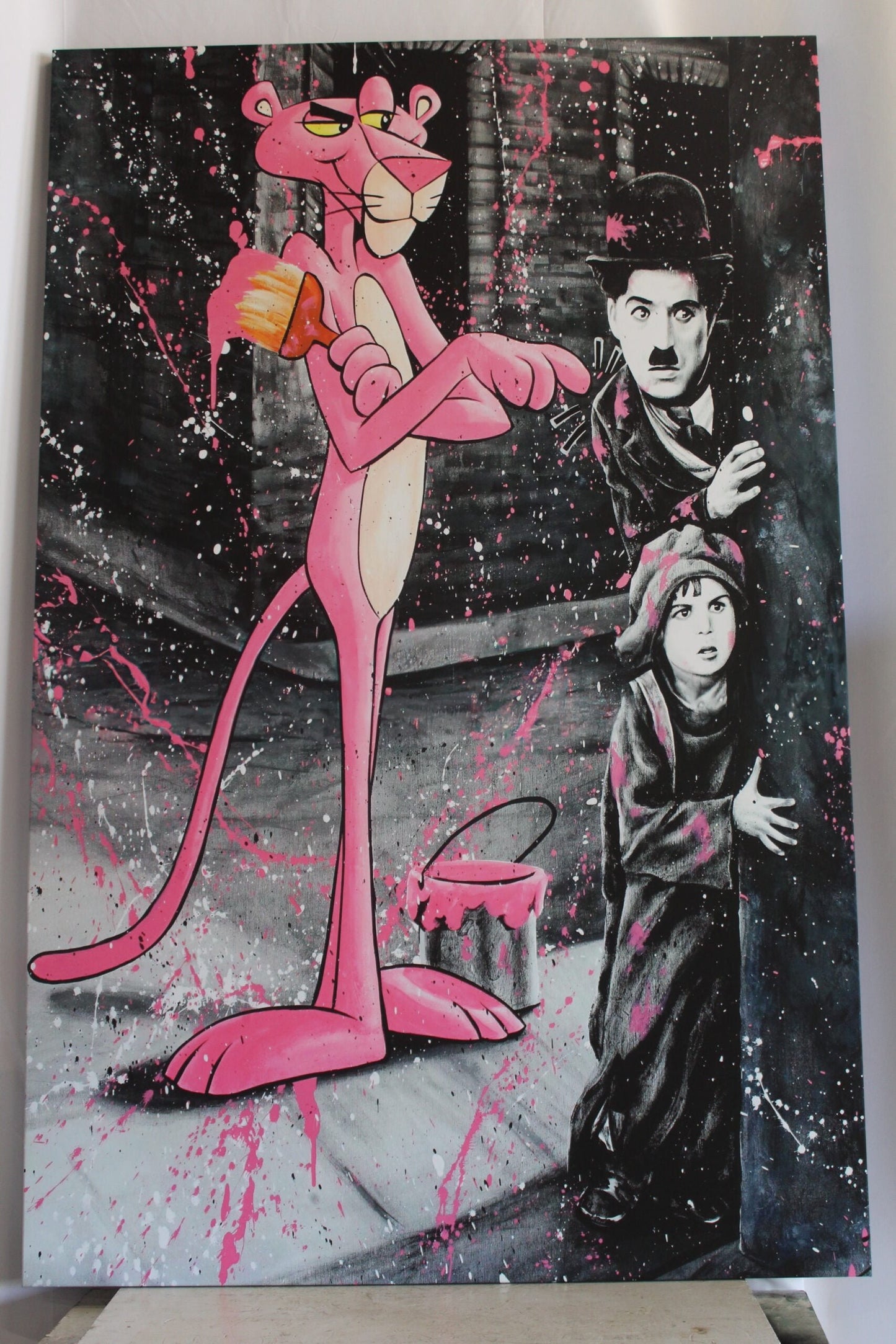Large Pink Panther Abstract Stretched Ready to Hang Canvas 70 x 45