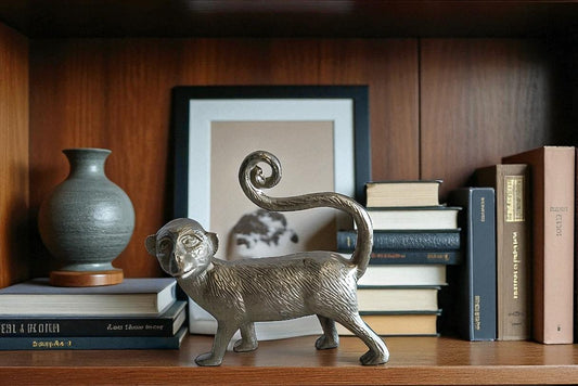 Aluminum Walking Monkey Statue, Playful Charm for Any Space 10" x 3" x 10"H