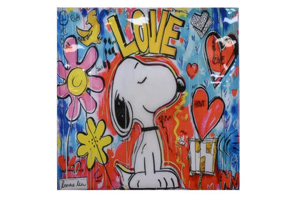 Snoopy Love Graffiti Pop Art Resin Canvas 40"x40"