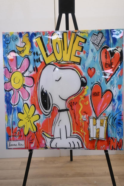 Snoopy Love Graffiti Pop Art Resin Canvas 40"x40"