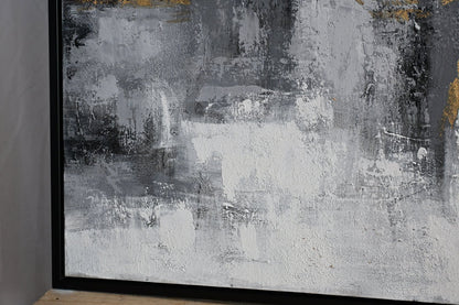 Ferris Wheel Abstract Canvas Painting Gray Gold Framed Art 41"x61"