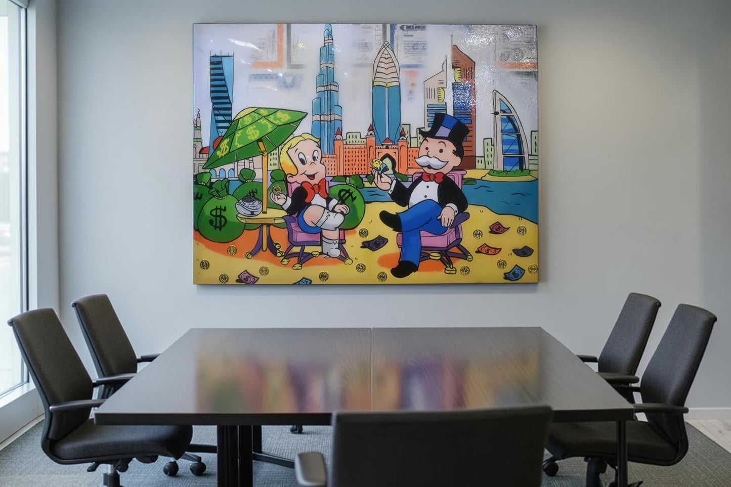Richie Rich and Monopoly Man Dubai Pop Art Canvas 50"x40"