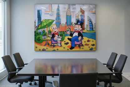 Richie Rich and Monopoly Man Dubai Pop Art Canvas 50"x40"