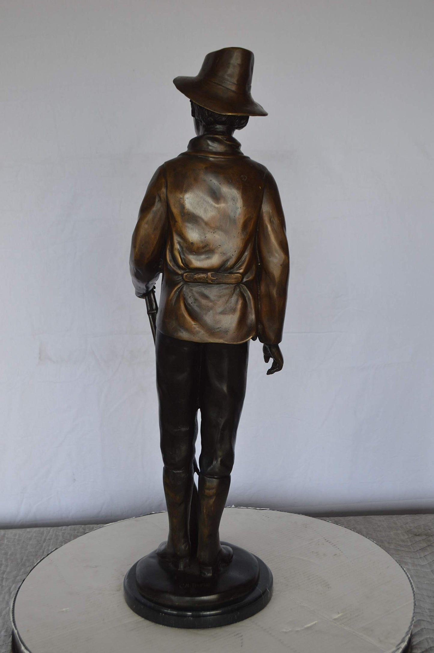 Texas Jack Bronze Statue Mounted on a Marble Base -  Size: 11"L x 9"W x 31"H.