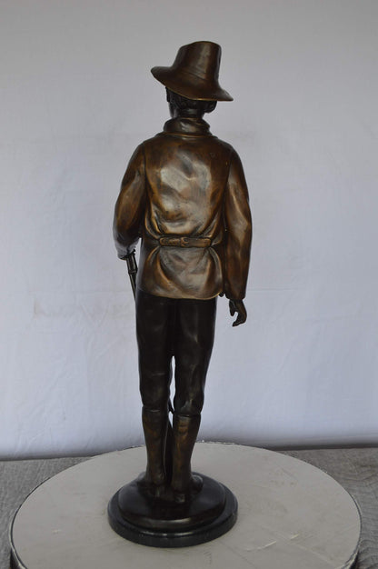 Texas Jack Bronze Statue Mounted on a Marble Base -  Size: 11"L x 9"W x 31"H.