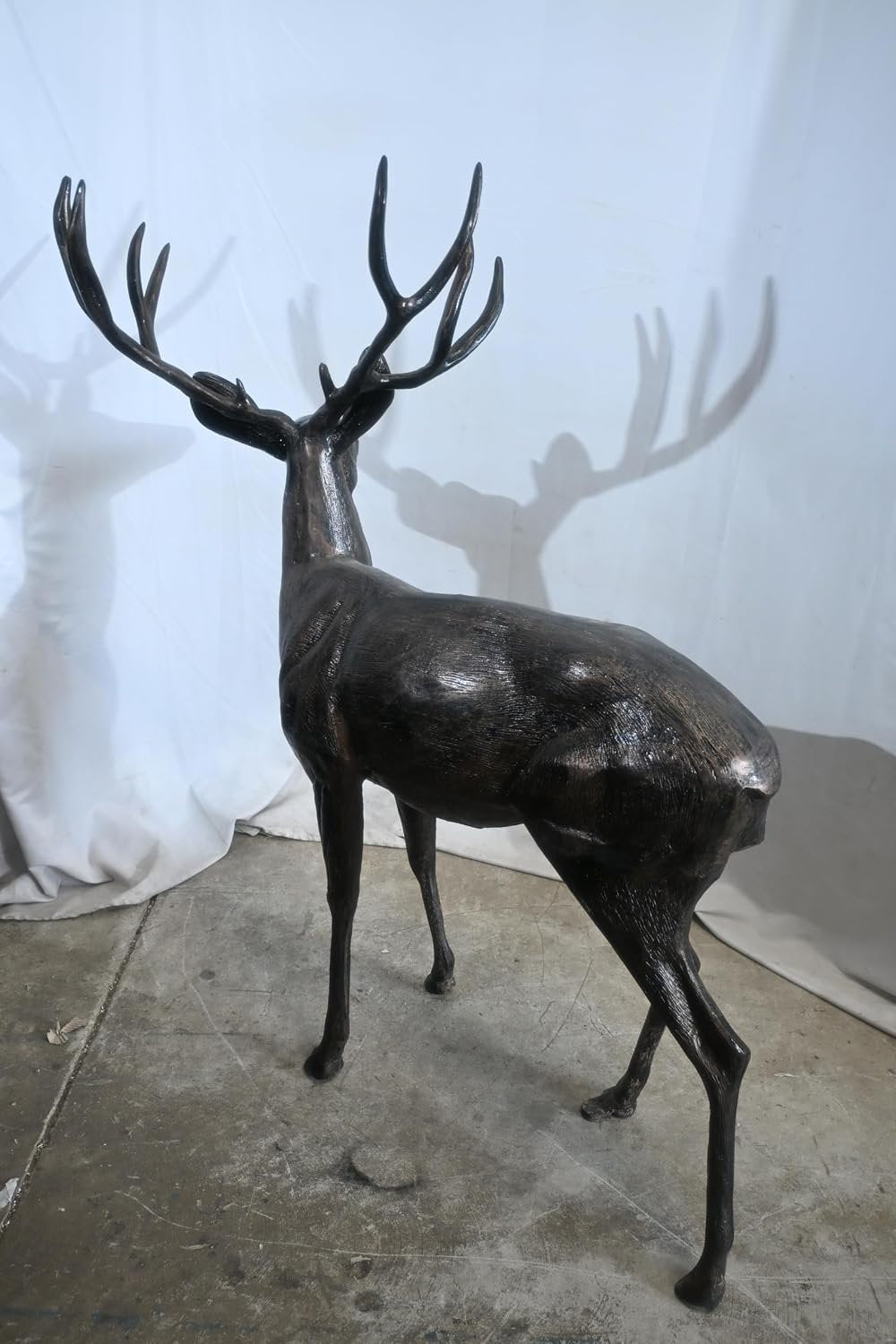 Life Size Aluminum Standing Deer Stag Statue 48"x30"x55"H