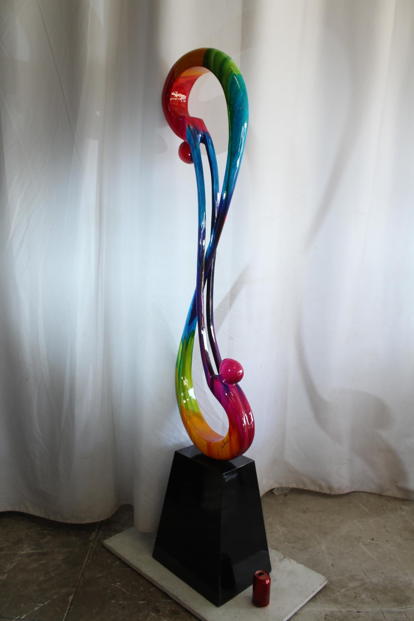 NIFAO Large Rainbow Infinity Love Sculpture by Liliana Mendez Bronze 16"x12"x80"H