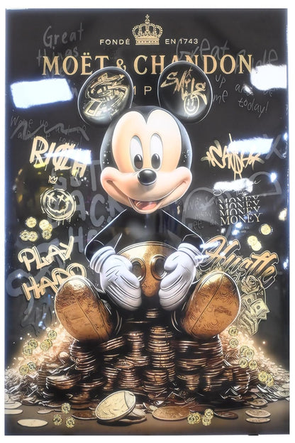 Wealthy Mouse Gold Coins Pop Art Resin Canvas 40"x60"