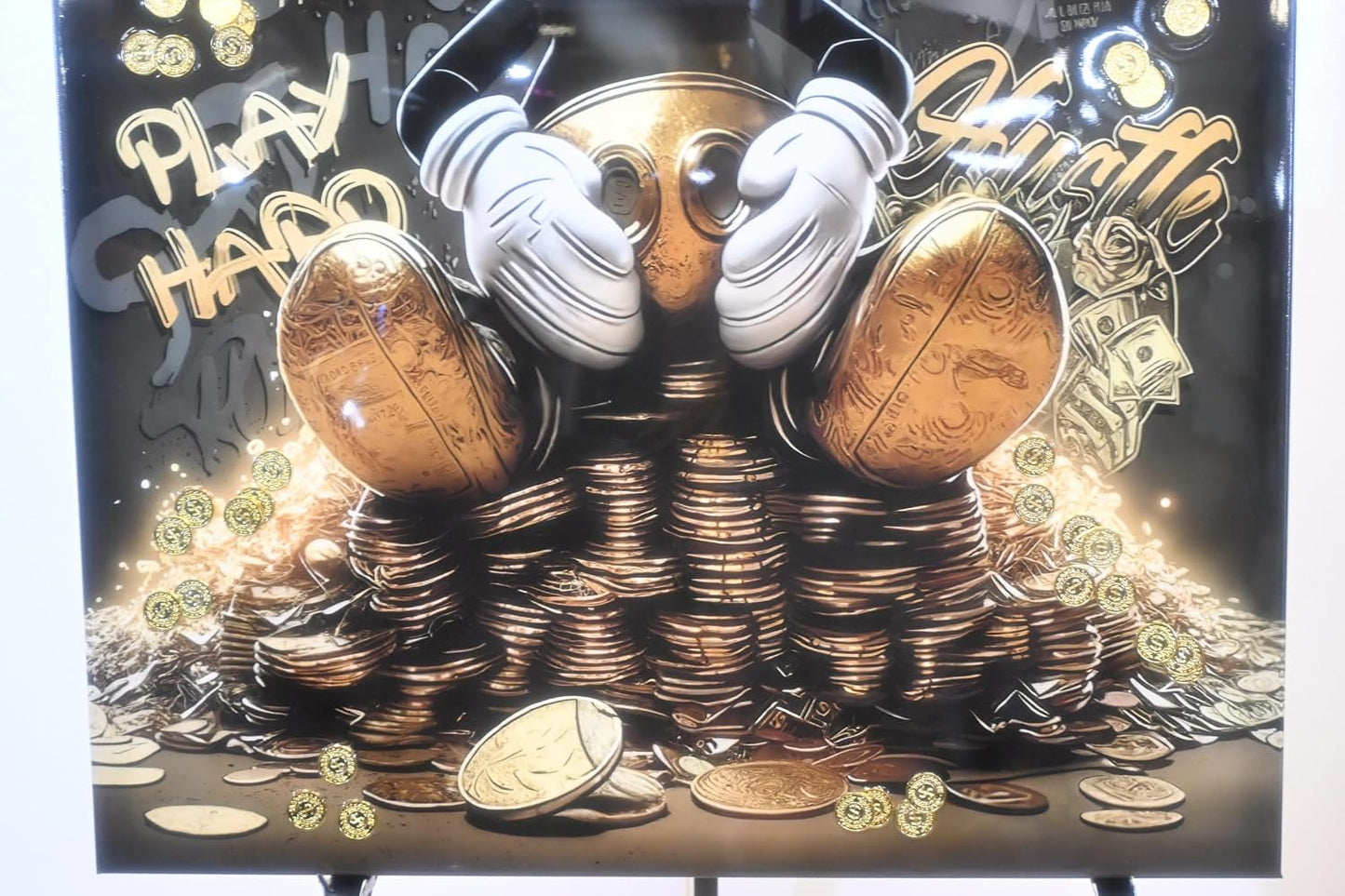 Wealthy Mouse Gold Coins Pop Art Resin Canvas 40"x60"