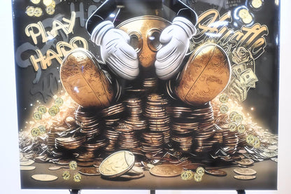 Wealthy Mouse Gold Coins Pop Art Resin Canvas 40"x60"