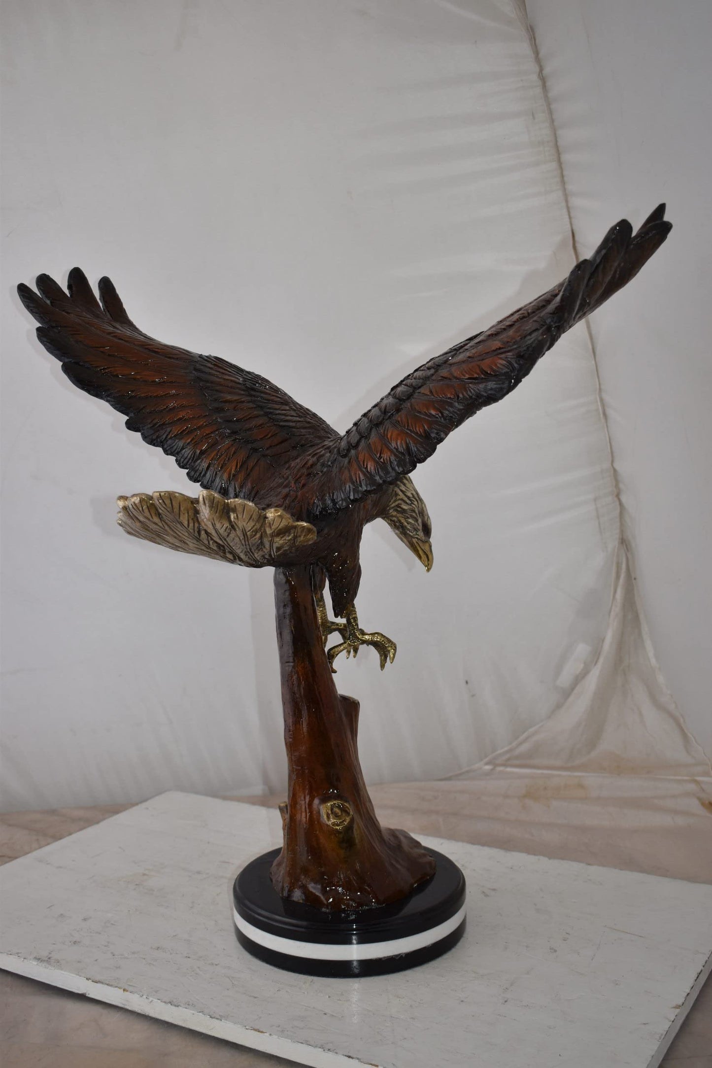 Eagle Flying and Looking Down for Prey Bronze Statue Size: 29" x 17" x 28"H