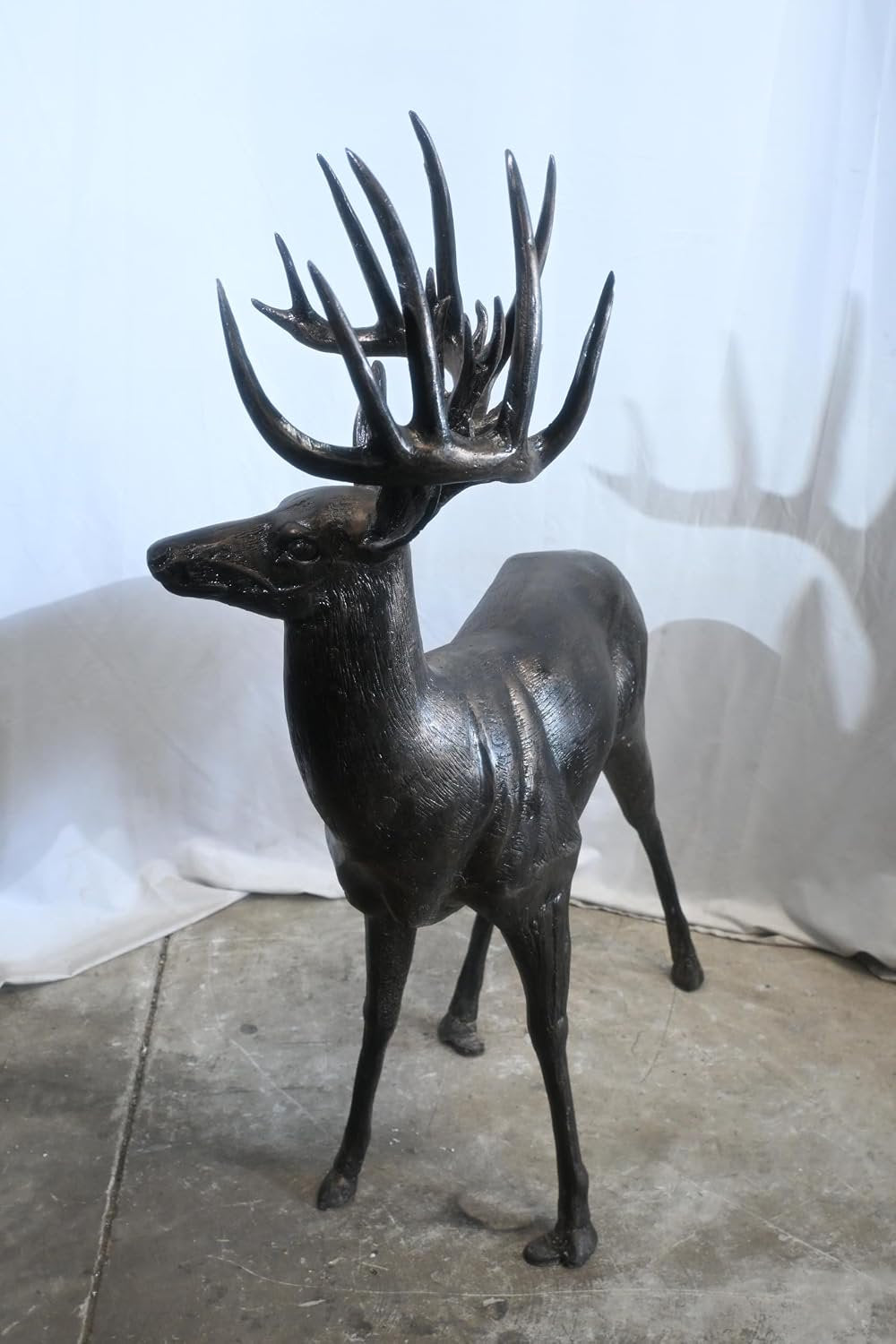 Aluminum Standing Buck Deer Statue Large Antlers 49"x29"x59"H