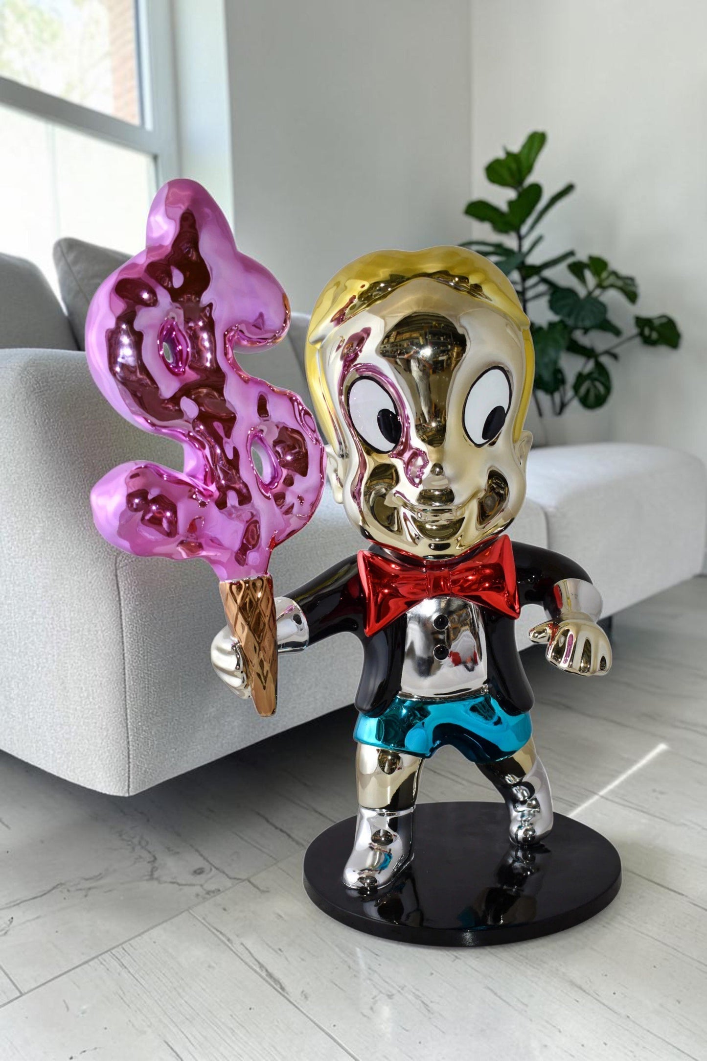 Cartoon Monopoly Boy with Money Cotton Candy Resin Statue Size: 15" x 24" x 31"H