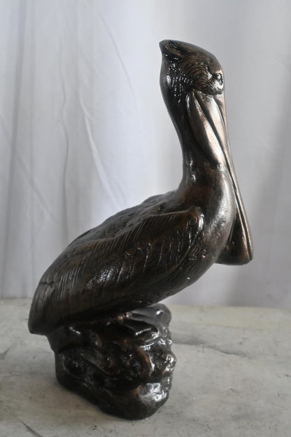 Classic Pelican on Rock Perch Handcrafted Aluminum Decor 13"x7"x28"H