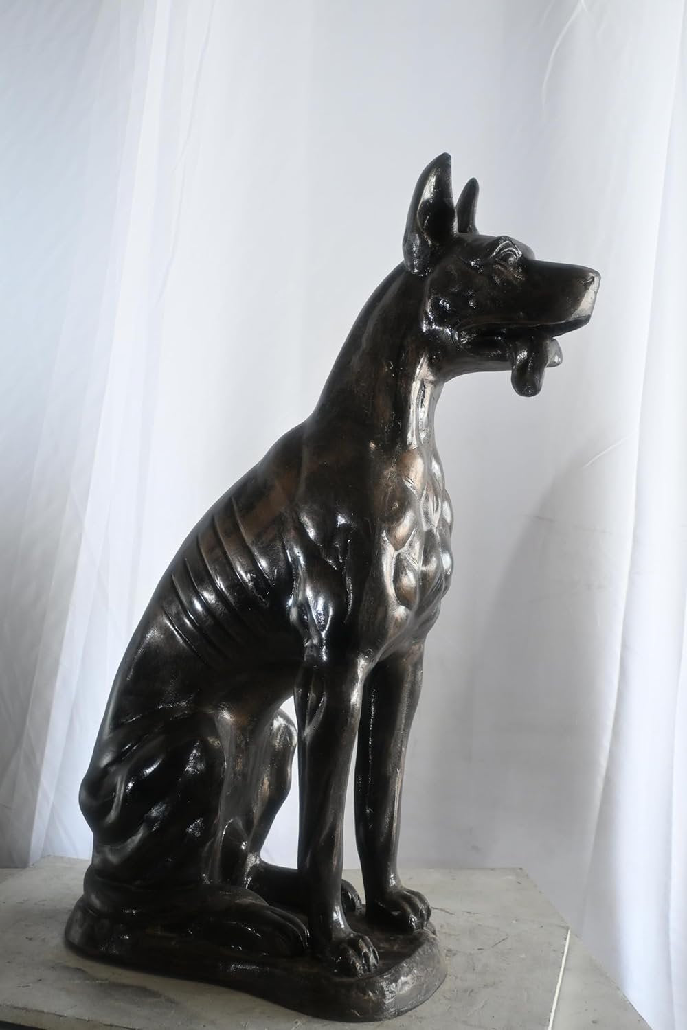 Stately Life Size Sitting Great Dane Dog Aluminum Statue 28"x13"x41"H