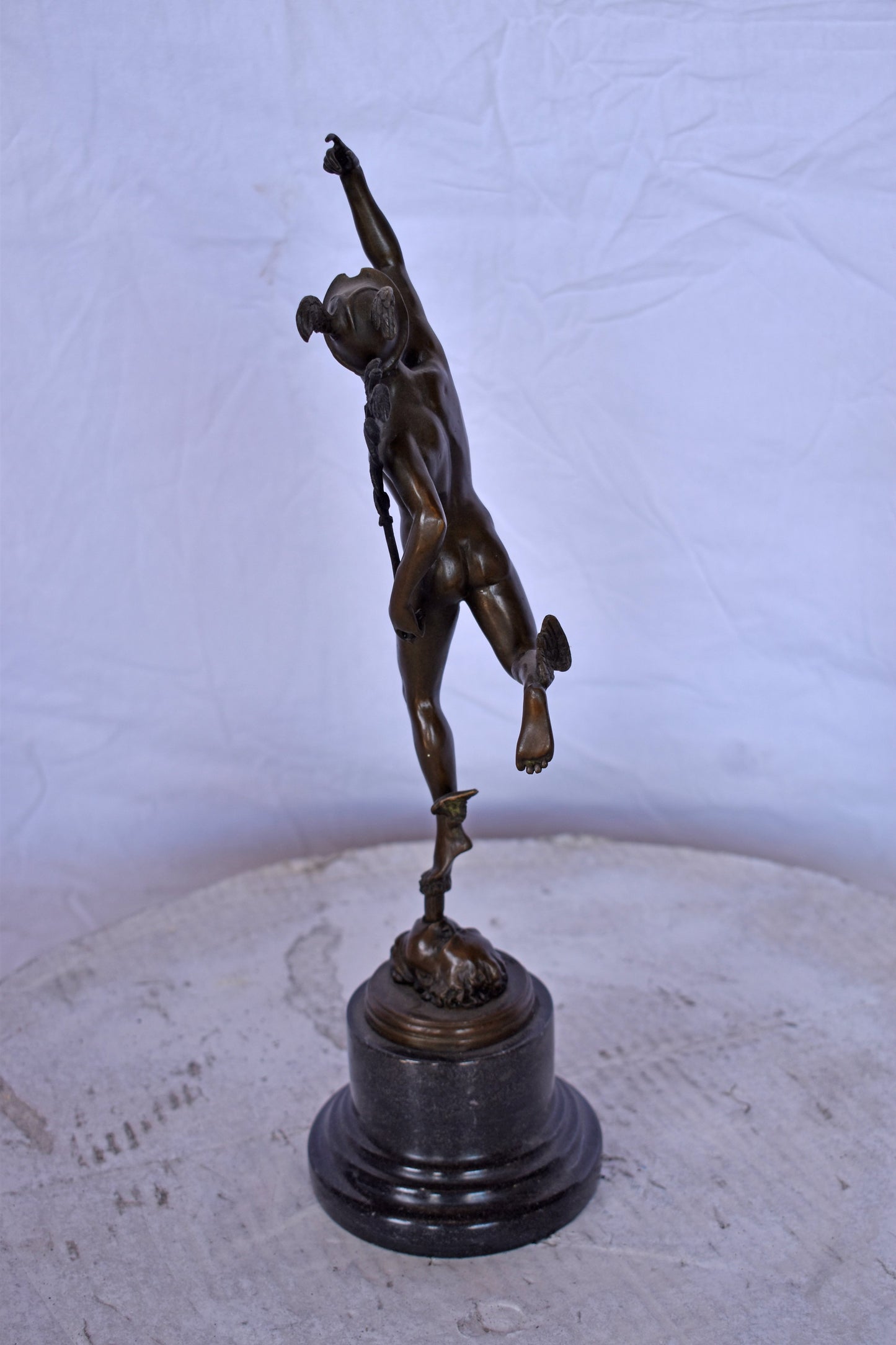 19th Century Mercury Hermes Tabletop Bronze Statue - Size: 5"L x 6"W x 17"H.
