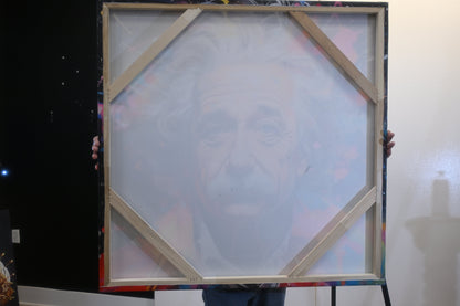 Albert Einstein Pop Art Splatter Resin Covered Canvas 40"x40"