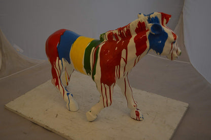 Modern Art Colored Zebra Resin Statue -  Size: 29"L x 12"W x 22"H.