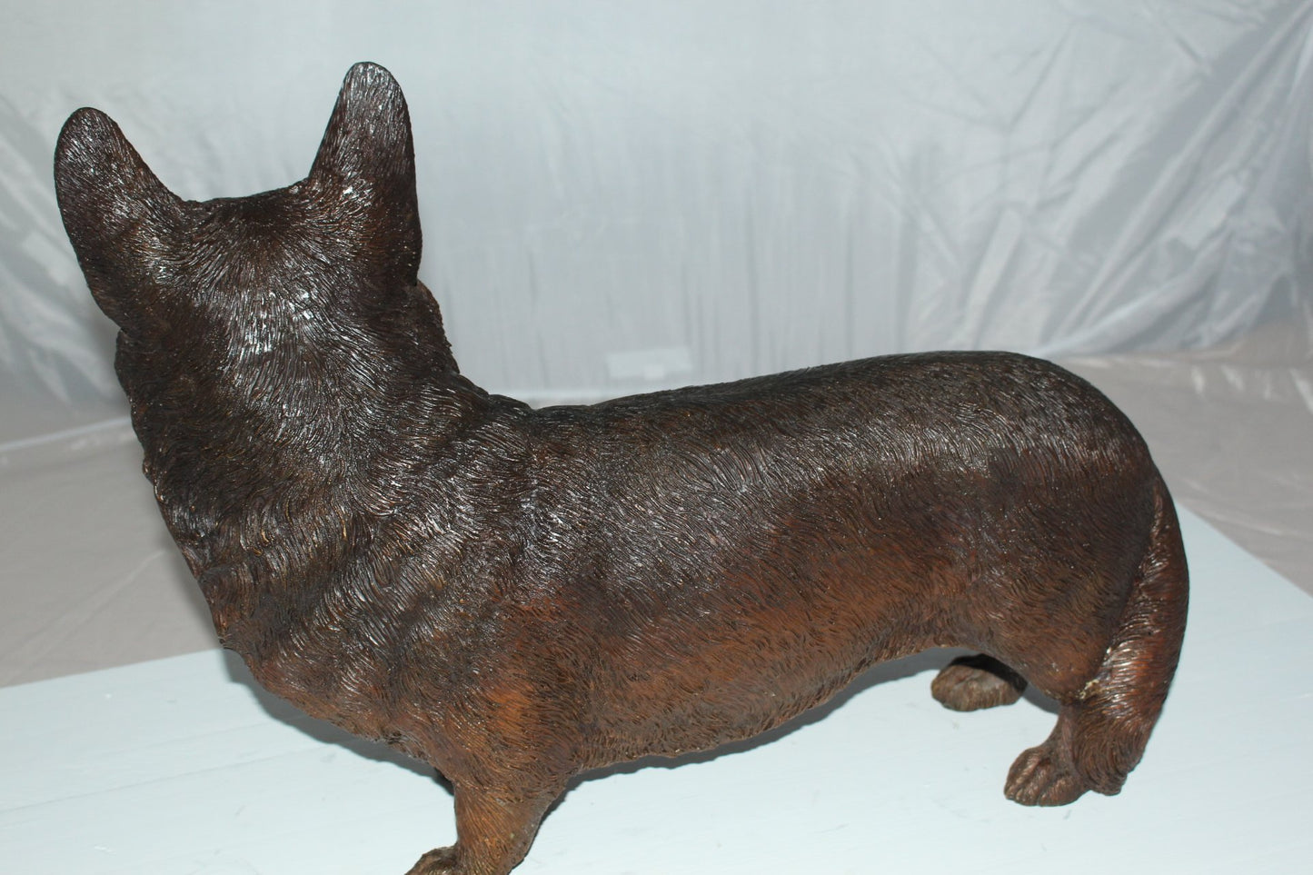 Standing Corgi Dog Bronze Sculpture Statue Figurine Decor 20"x8"x15"H