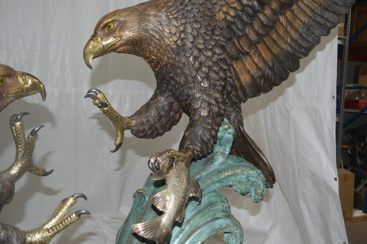 Opposing Eagles Bronze Statue - Size: 90"L x 69"W x 90"H.