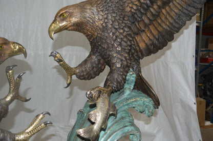 Opposing Eagles Bronze Statue - Size: 90"L x 69"W x 90"H.
