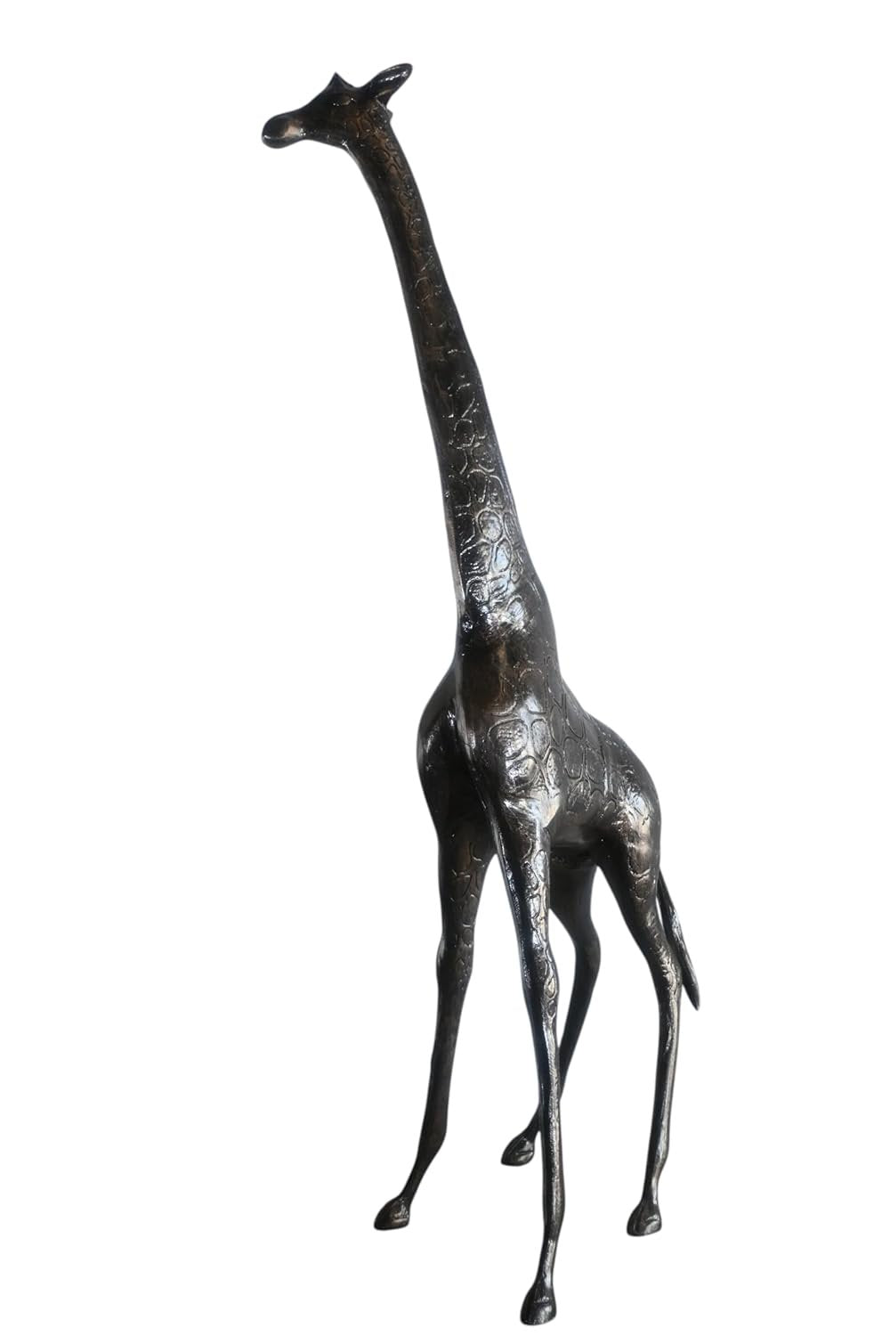 Tall Standing Giraffe Handcrafted Aluminum Safari Statue 19"x11"x49"H