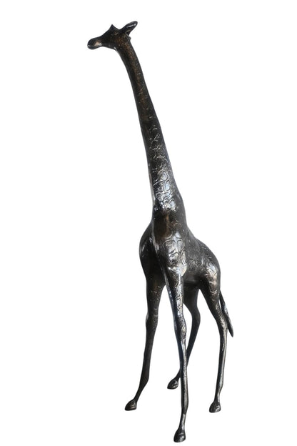 Tall Standing Giraffe Handcrafted Aluminum Safari Statue 19"x11"x49"H