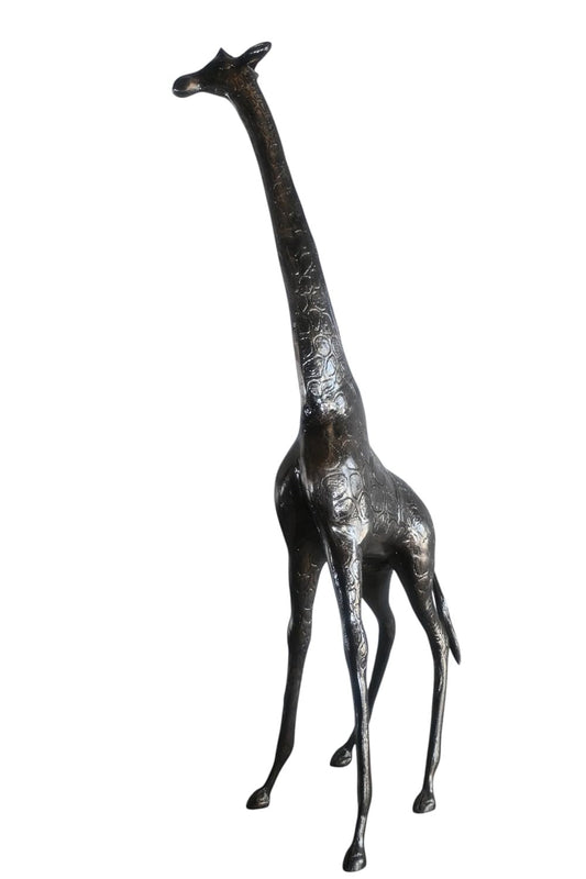 Tall Standing Giraffe Handcrafted Aluminum Safari Statue 19"x11"x49"H