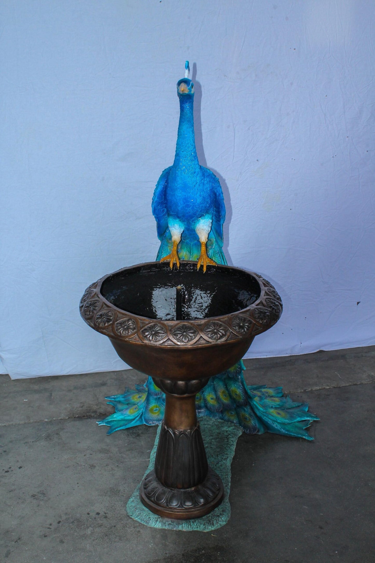 Bronze Peacock Fountain Sculpture with Decorative Bowl